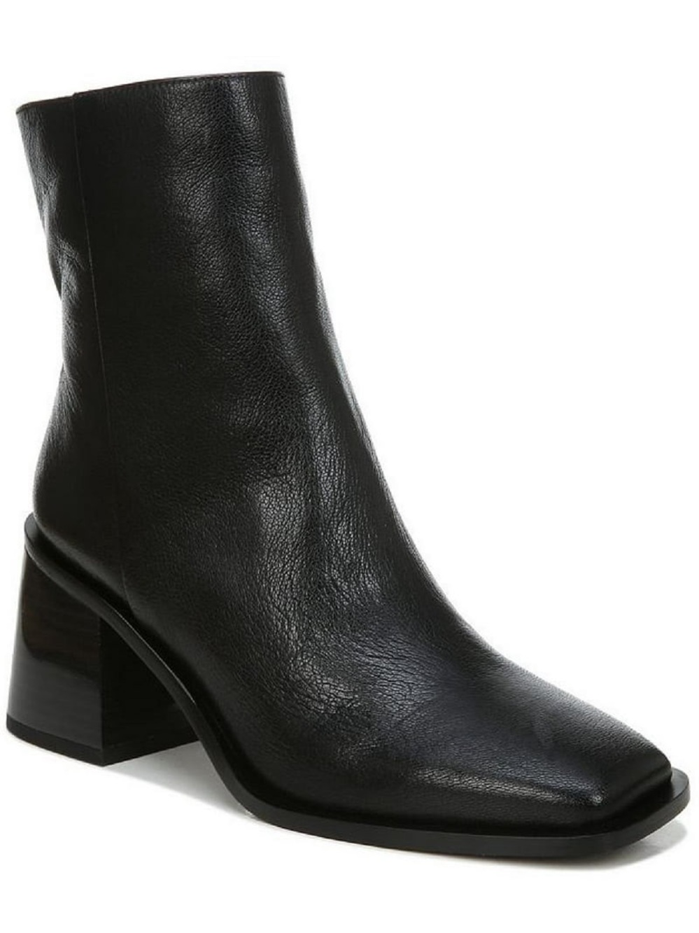 Sam Edelman Winnie Black Leather Square Toe Block Heel Boots 8M NWOB